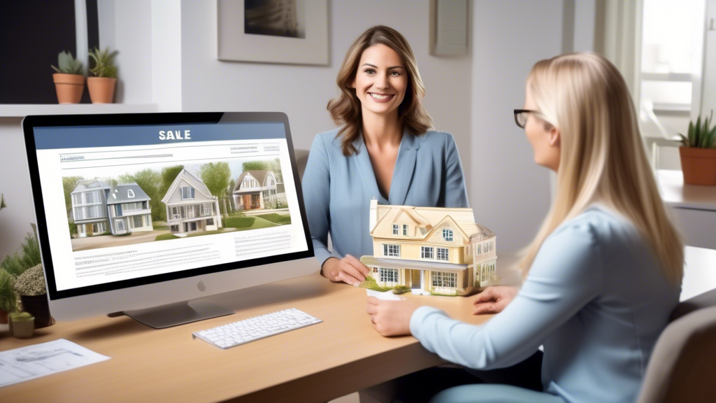 **DALL-E Prompt:**

Illustrate a friendly real estate agent sitting at a desk with a 