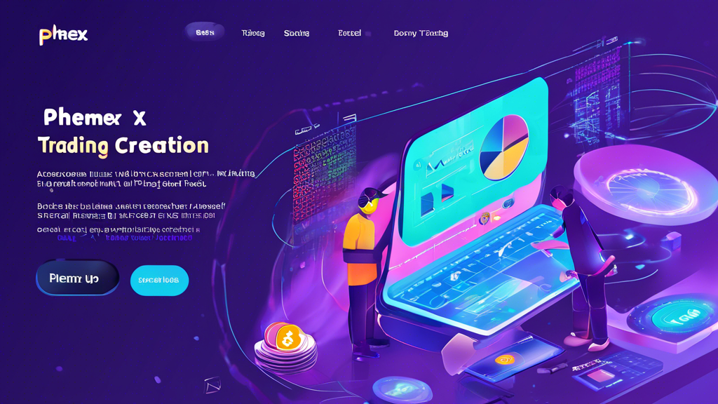Create a highly detailed digital illustration showing a step-by-step guide for new users on how to get started with Phemex, a cryptocurrency trading platform. The image should include sections on account creation, exploring the interface, and tips for successful trading. Incorporate elements like a person signing up on a laptop, navigating through the Phemex dashboard, analyzing market trends, and reading tutorials or reaching out for customer support. Use clear and informative icons, labels, and subtle cryptocurrency graphics to enhance the educational aspect.