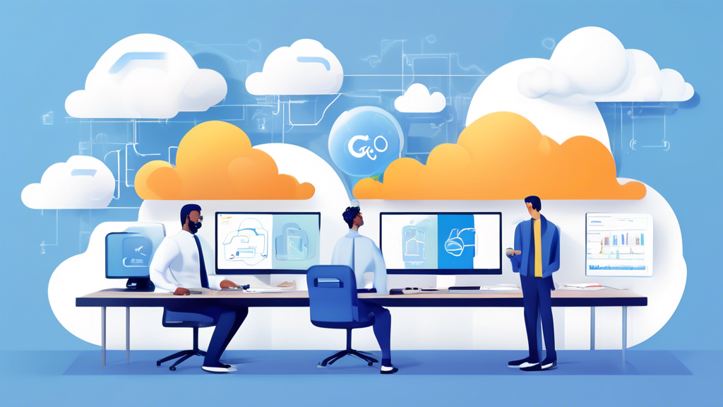 Create an image that depicts a modern office scene with professionals analyzing cloud infrastructure costs on multiple devices. The backdrop features the Google Cloud Platform logo, paired with graphics illustrating competitive pricing, cost efficiency, and performance metrics in comparison charts with other cloud service providers. The overall aesthetic should be corporate and data-driven, emphasizing the value and high-performance tools offered by Google Cloud Platform subscriptions.