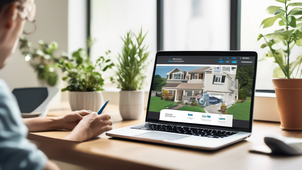 Create an image that showcases a homeowner researching sewer repair near me on a laptop, comparing different companies. The scene should highlight verified credentials and licenses on the screen, alongside customer reviews and testimonials. There should also be visible details about different services and specialties offered by the companies. The setting can be a cozy, well-lit home office with plants and neatly organized paperwork to emphasize a thorough and careful decision-making process.