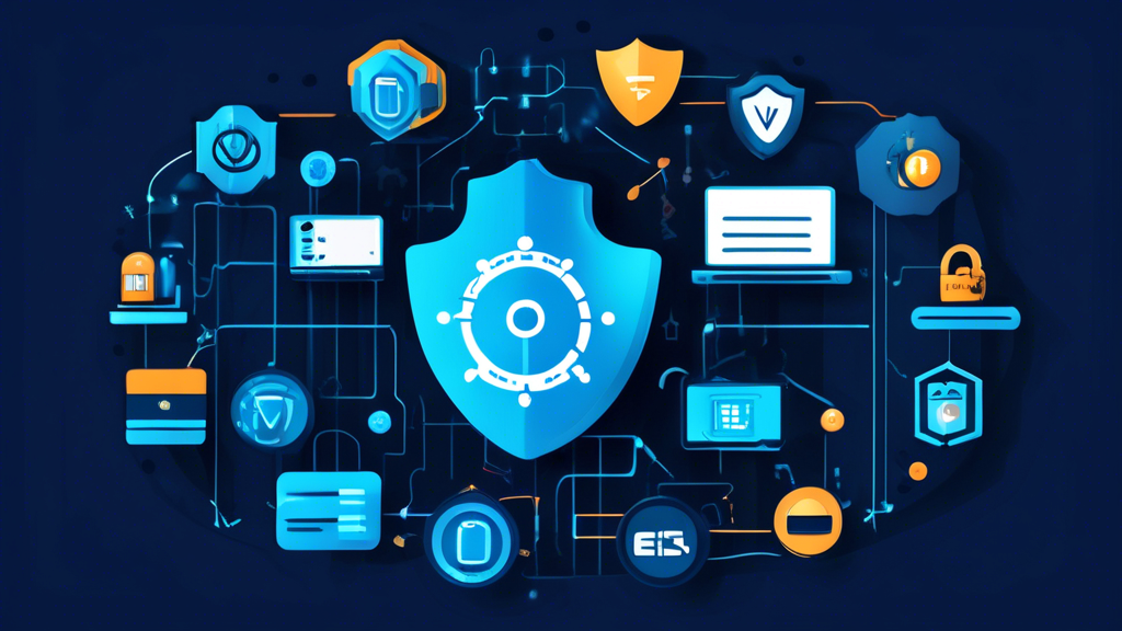 Illustration of a robust and secure VPN service with icons representing key selection criteria: advanced encryption and security technologies (e.g., lock and shield symbols), extensive server network and high-speed connections (e.g., server racks with speedometer), user-friendly interface (e.g., easy-to-use dashboard), and reliable customer support (e.g., headset and chat icon). Include a clean, modern design with a tech-savvy look.