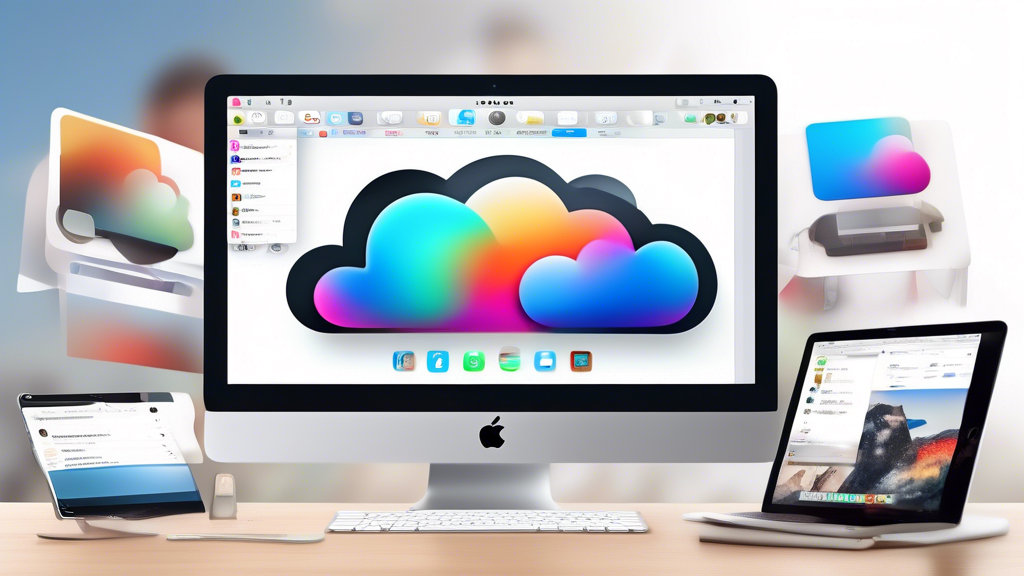 Create an image showcasing the diverse and powerful functionalities of iCloud, beyond mere storage. Emphasize features like iCloud Drive with its seamless integration with other Apple services, automatic backups, data recovery, and collaborative file sharing. The setting could be a modern digital workspace with people collaboratively working on their Apple devices, showcasing icons and notification banners for iCloud services in action.