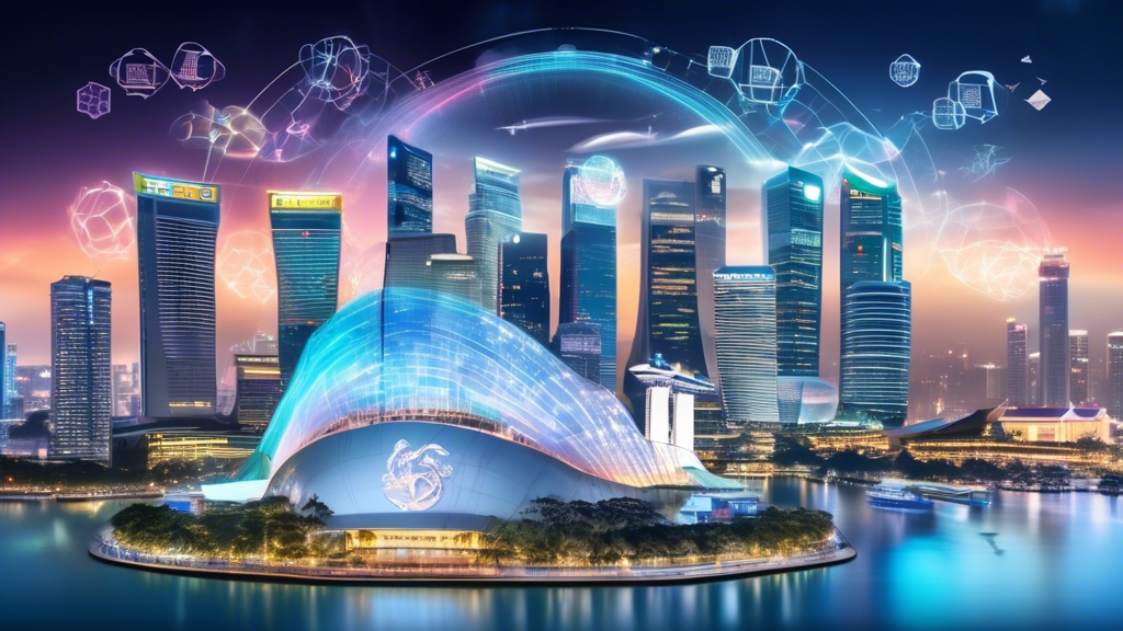 Create a captivating image that combines elements of futuristic design and statistical analysis to represent fascinating facts about Singapore Togel data in 2024. Include a background of a modern cityscape with iconic Singapore landmarks, such as Marina Bay Sands and the Merlion. In the foreground, display holographic charts, graphs, and numerical data floating in the air, depicting lottery statistics and trends. Highlight advanced technology and data visualization tools to convey the sophistication and futuristic aspect of analyzing lottery data.