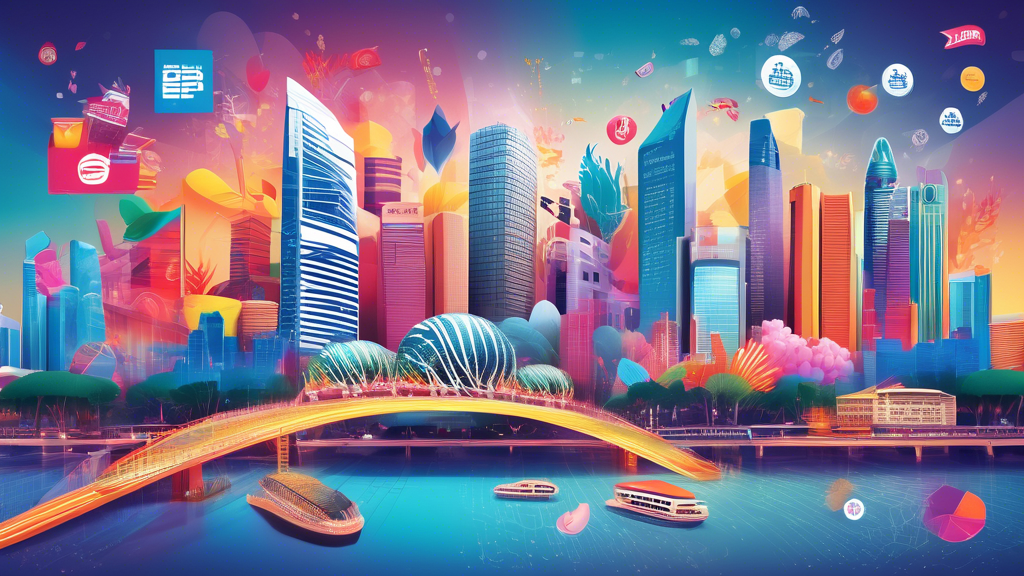 Create an intricate visual representation of trends in the Singapore lottery data for 2024. The image should include colorful charts, graphs, and statistical data elements, alongside symbols of change such as arrows and futuristic design to depict what has evolved. Overlay a backdrop of Singapore