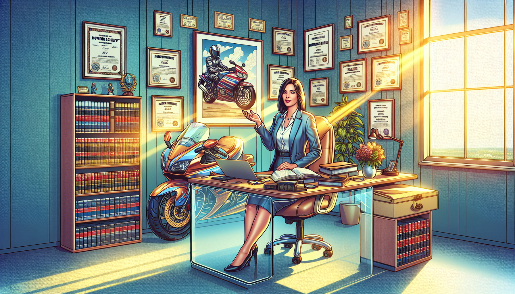 Create an image of a professional motorbike accident attorney