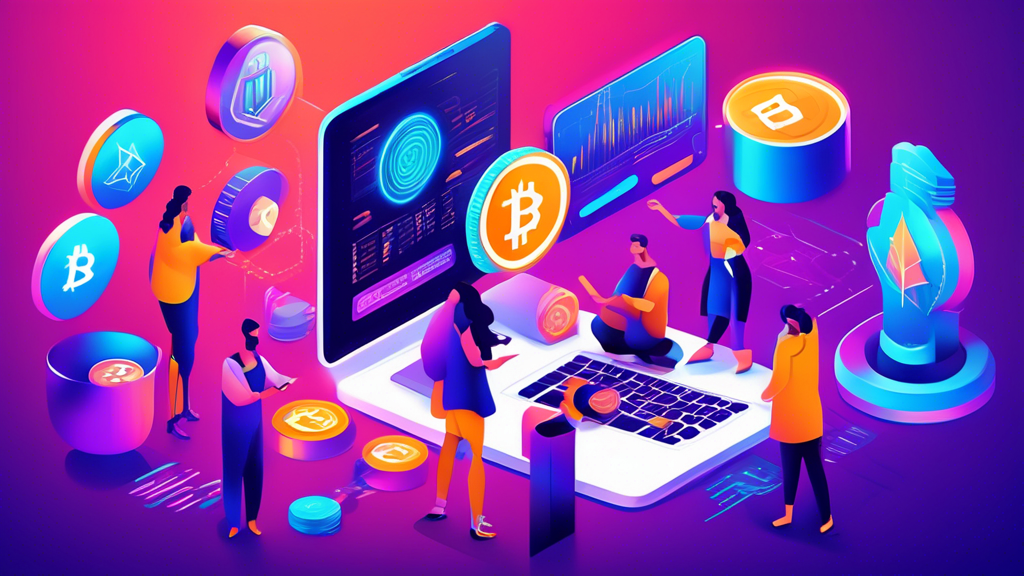 Create a vibrant and detailed digital illustration showcasing the benefits of using the best cryptocurrency trading platform. Highlight advantages like low commissions and fees, exceptional customer support, educational resources, and seamless mobile accessibility. Include visual elements like happy users interacting with the platform on various devices, customer support icons, and educational material symbols. Use a modern, user-friendly interface to emphasize the positive user experience.