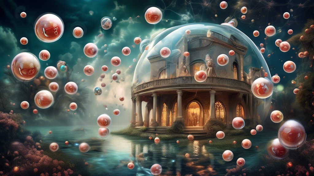 Create an image of a mysterious dream realm where floating lottery numbers intertwine with ethereal dreamscapes, symbolizing the secrets behind dreams often associated with lottery predictions. The dream realm should be depicted as a surreal and enigmatic place with a mystical atmosphere, blending elements of traditional lottery balls with surreal dream imagery. Each dream bubble should contain a combination of numbers, merging the concepts of dreams and lottery predictions in a captivating and enigmatic visual narrative.