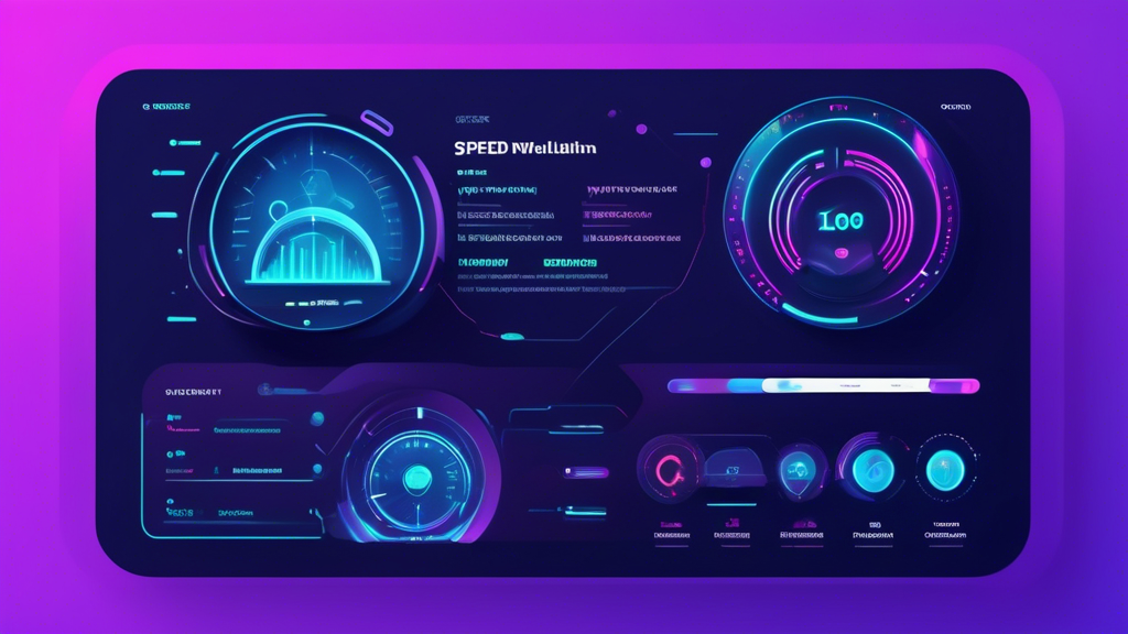 Create an illustration that visually highlights what to look for when selecting the best VPN in 2022. Show a futuristic interface with elements like speed gauges, user-friendly dashboards, and charts comparing cost-effectiveness. Each criterion should be visually represented through symbols or icons, such as a fast-forward symbol for speed, a simple touch interface for user-friendliness, and a dollar sign paired with a checkmark for value. The overall design should have a modern, tech-savvy aesthetic to appeal to both beginner and advanced users.