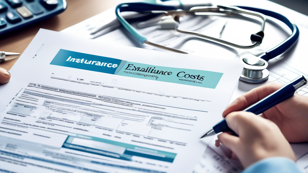 Create an image that visually represents the theme: Exploring how different insurers handle DOT physical examination costs. The image should depict a healthcare setting with a doctor and a patient discussing health insurance coverage. Present various insurance documents and logos prominently. Highlight elements like medical bills, charts, and a computer showing insurance data to symbolize the detailed discussion about coverage and costs. Use a realistic, professional style with clear, readable symbols and text to make the theme easily understandable.
