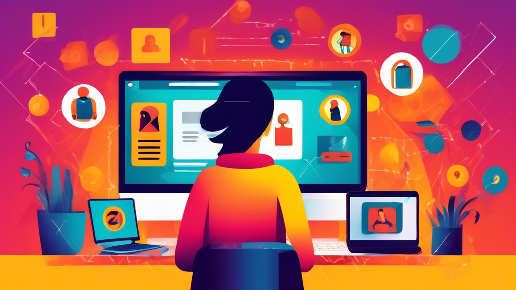 Create an image that portrays a person practicing safe browsing habits. This image can include elements such as a computer screen with a warning sign for phishing scams, icons or avatars for safeguarding personal information, and a browser window in incognito or private mode. The overall aesthetic should convey the importance of online privacy and security.