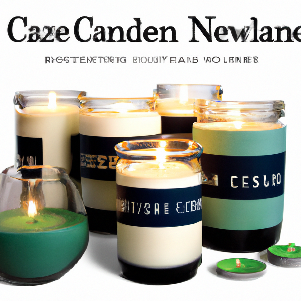 Create a cozy and inviting scene featuring a variety of New Zealand-inspired candles. Show an array of different candle fragrances, each labeled with keynotes and seasonal recommendations. Include elements that evoke relaxation and well-being, such as soft lighting, comfortable home décor, and hints of nature like flowers or greenery. Emphasize the authenticity and appeal of NZ-themed scents, perfect for different times of the year.