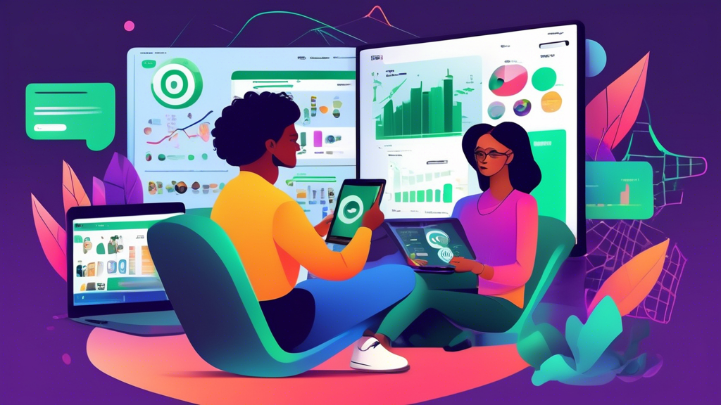 Prompt for DALL-E: A dynamic scene depicting a diverse group of people using various devices (smartphones, tablets, laptops) to engage with Spotify ads. Show a marketer analyzing data on a computer screen with graphs and charts in the background, illustrating the use of Spotify