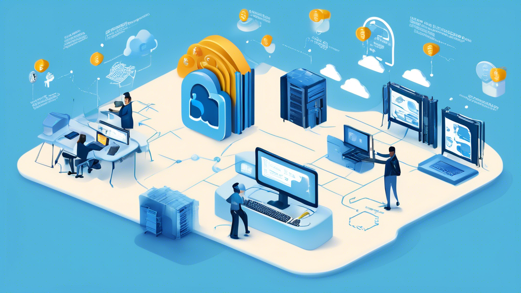 **DALL-E prompt:**

Create a detailed and engaging image showcasing the key advantages of the Azure Cloud for businesses. The scene should represent multiple office environments, with visible cloud servers and digital connections symbolizing scalability and flexibility. Additionally, illustrate secure data storage with security icons and compliance documents to emphasize security benefits. Include graphical elements like coins and savings charts to highlight cost efficiency and savings. The background should subtly incorporate Azure