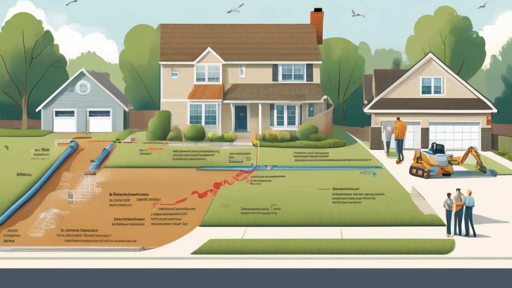 Illustration of a residential suburban neighborhood with a focus on a house undergoing a trenchless sewer line replacement. The scene includes a homeowner talking to a professional contractor, with visual representations of local municipal codes, an open laptop with customer reviews and testimonials, and a checklist of questions to evaluate the contractor. The dug lawn only shows minimal disturbance as the trenchless process takes place underground. The overall vibe should reflect careful consideration and informed decision-making in selecting the right service.

DALL-E prompt: A backyard in a suburban neighborhood showing a trenchless sewer line replacement in progress. A homeowner is speaking with a contractor, while a laptop screen displays customer reviews and testimonials. In the background, city municipal codes and a checklist of questions to evaluate contractors are illustrated. The lawn is minimally disturbed, reflecting the trenchless process taking place underground. The overall scene conveys careful consideration, local expertise, and informed decision-making.