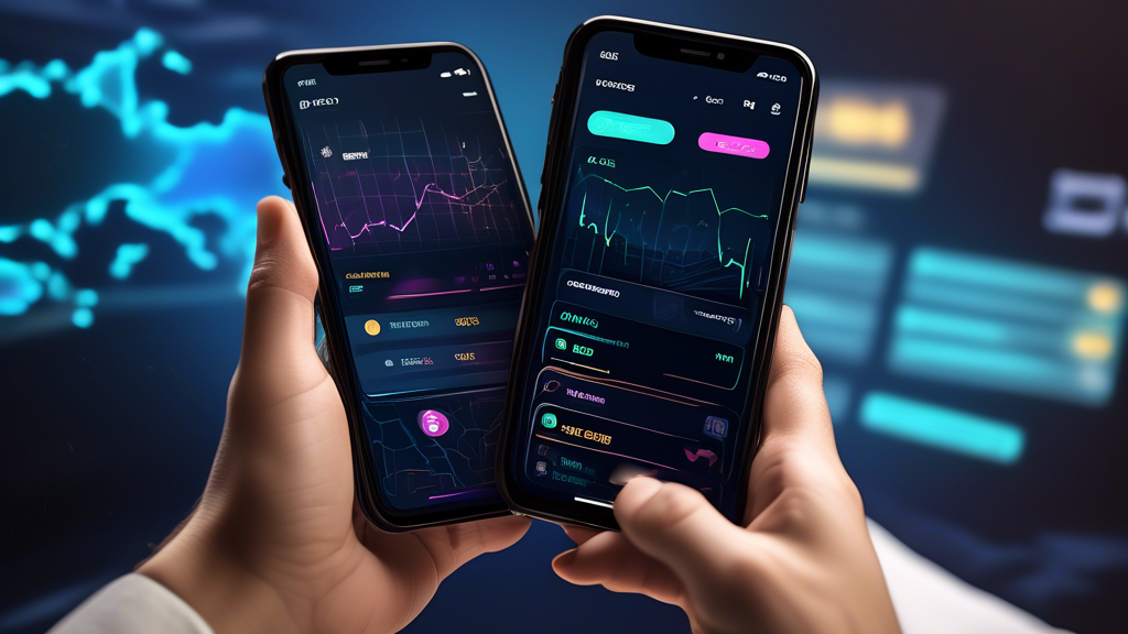 A highly intuitive crypto wallet interface on a smartphone screen, showcasing clean and modern design elements. The user navigates effortlessly through the wallet, using features like easy navigation buttons, clear transaction history, and accessible settings. Background elements show abstract representations of cryptocurrencies and connectivity, emphasizing the importance of user-friendly interfaces and great user experience in the best crypto wallets.
