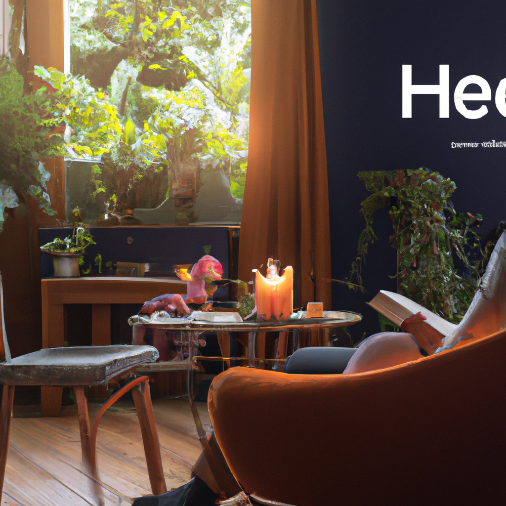 A cozy New Zealand living room adorned with various eco-friendly, sustainably-made scented candles. The room is elegantly decorated with natural elements like wooden furniture, indoor plants, and wool textiles. Several lit candles emit soft, calming glows with subtle trails of aromatic smoke. A person is seen sitting on a plush chair, reading a book, while another candle flickers gently on a nearby coffee table. Emphasize the pure, serene ambience and highlight labels indicating eco-conscious practices. Elements symbolizing psychological and physical well-being—like serene expressions, relaxed postures, and tranquil surroundings—should be clearly visible. Include a banner at the bottom reading “The Benefits of Scented Candles.”