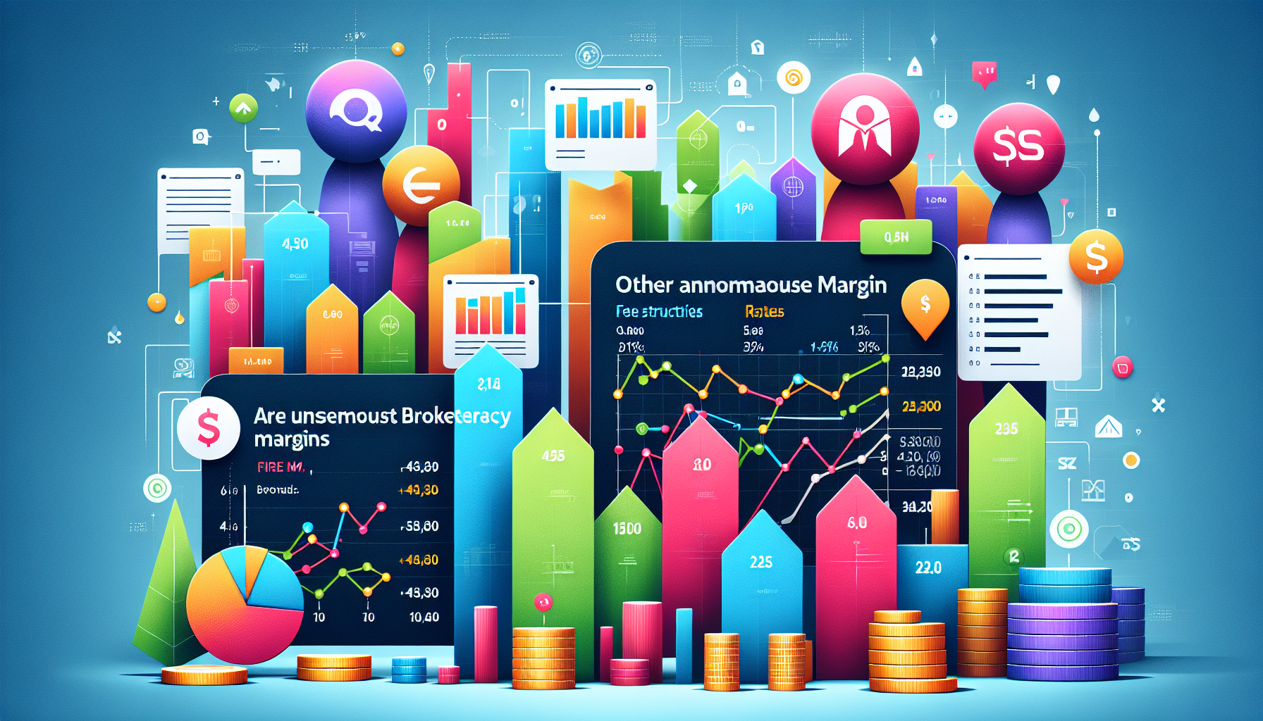 DALL-E prompt: Create an image comparing Questrade Margin with other brokerage margins. Include a visual representation of the fee structure and interest rates for Questrade Margin versus its competitors. Incorporate graphical elements such as charts or tables, highlighting the advantages of Questrade Margin. Add icons or symbols to represent real user experiences and case studies.