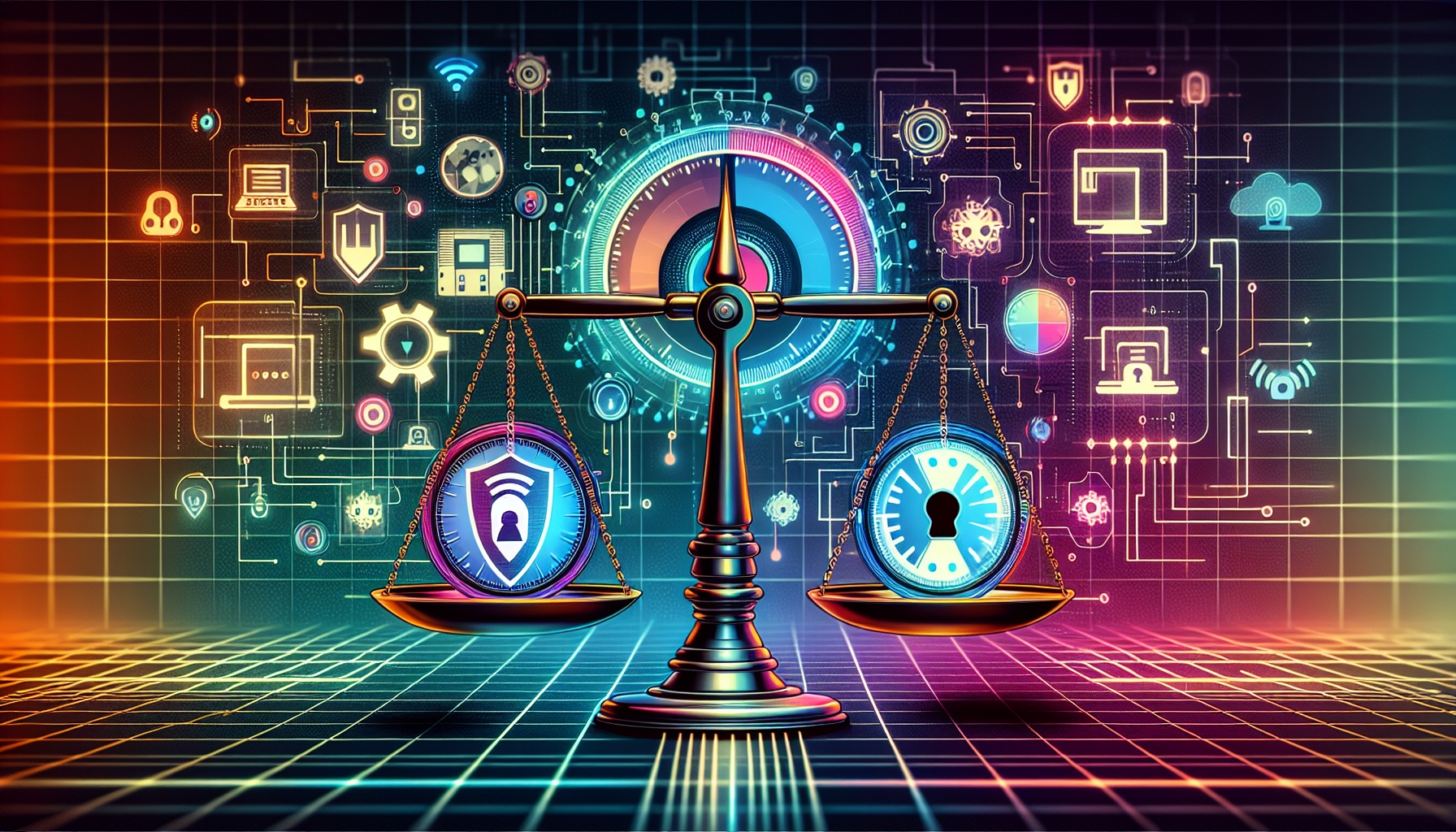 Prompt for DALL-E:

Create an image showing a modern tech setup for 2023 that features traditional icons of VPN services - security shields, locks, speedometers - balanced on a scale. The background should include futuristic digital graphics with elements like encrypted data streams and servers, symbolizing the evaluation of various best vpn services. Each side of the scale should represent different VPN benefits such as 