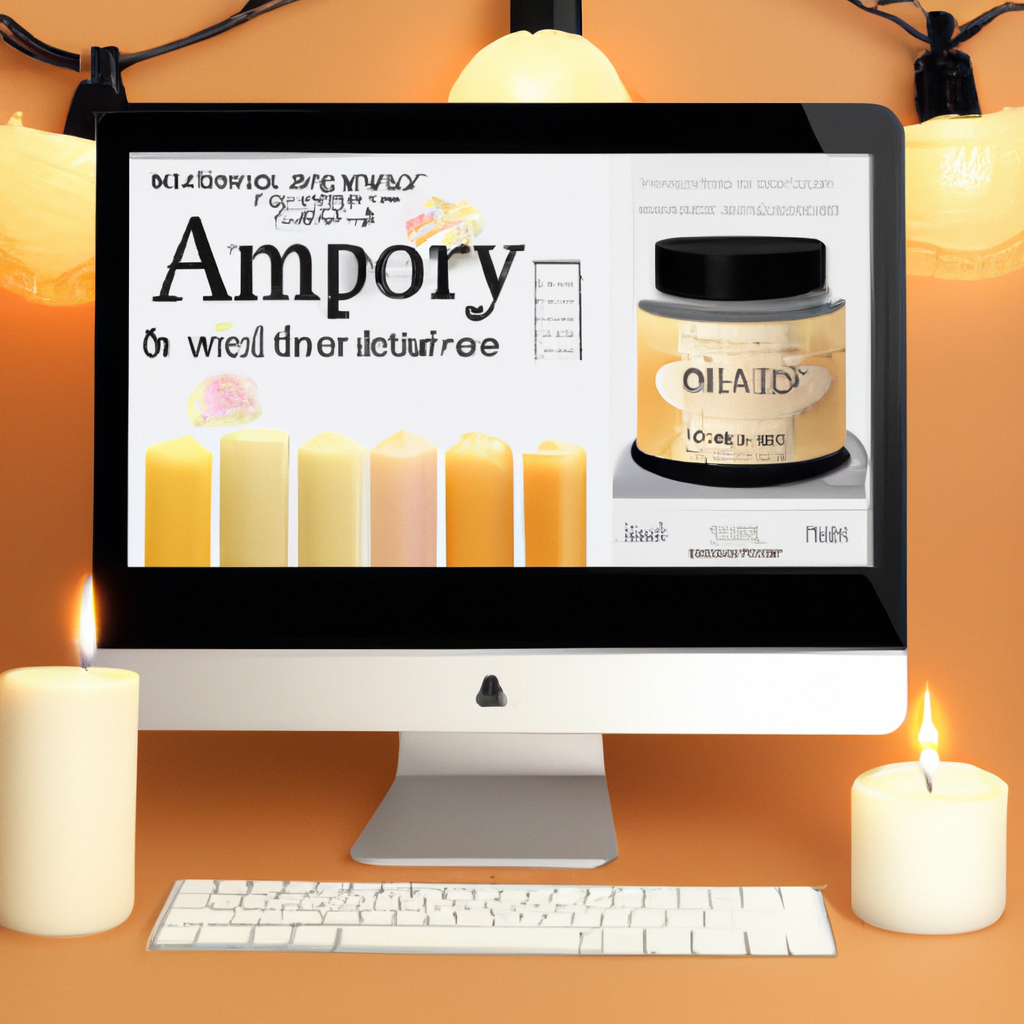 Create an image that shows a combination of a cozy in-store candle display and a computer screen displaying a popular New Zealand online store