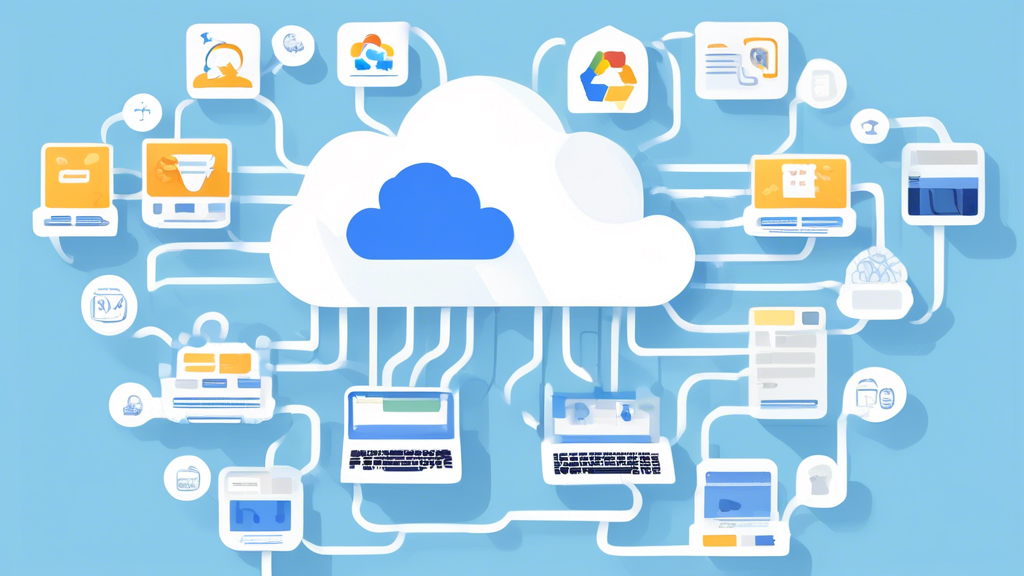 Prompt for DALL-E: An image depicting a user-friendly guide for selecting the best cloud storage solution tailored to different needs. The illustration should include various cloud storage icons (such as Google Drive, Dropbox, iCloud) organized around a central decision tree with branches representing different user profiles (individuals, small businesses, large enterprises). Each branch should highlight relevant criteria such as storage capacity, cost, security features, and ease of use. In the background, include subtle visuals of futuristic cloud storage trends, like quantum computing and AI, to hint at future developments in the field.