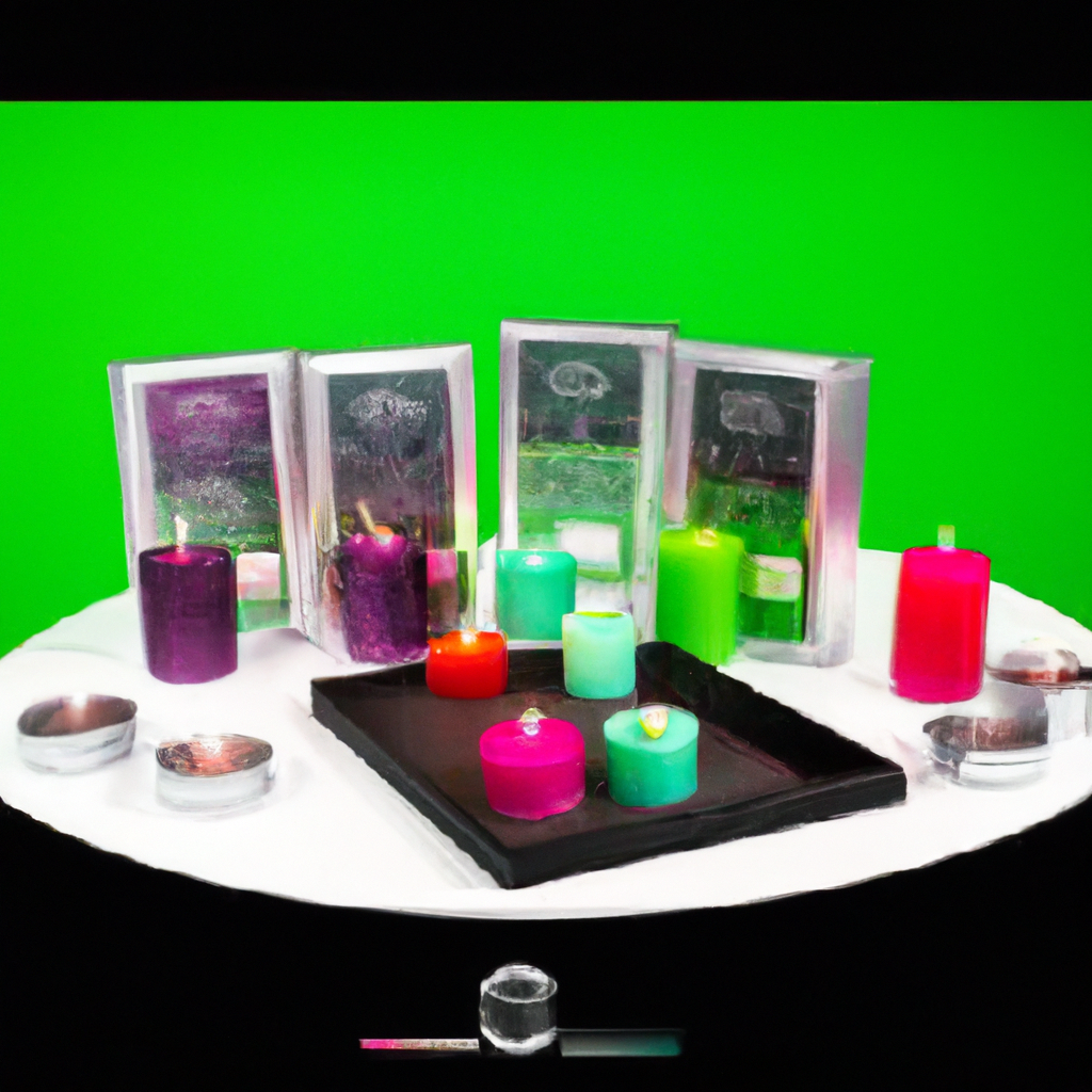 A vibrant tabletop display showcasing the best New Zealand brands of scented tealight candles. Each brand is represented by a selection of their candles, labeled and spotlighted, to highlight their variety in scents, burn time, and price. The background should feature customer reviews and testimonials, subtly integrated into the design to emphasize brand credibility. The scene should evoke a cozy and inviting ambiance with a focus on candlelit warmth and elegance.