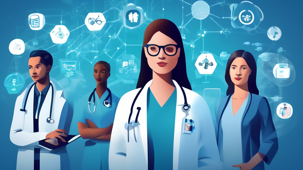 Create an image that showcases various industries such as healthcare, finance, and retail utilizing IBM Cloud technology. Depict real-world scenarios: doctors leveraging cloud solutions for patient data, financial analysts using cloud software for market analysis, and retail managers optimizing inventory through cloud applications. Highlight the IBM Cloud logo subtly in each scene to emphasize the technological backbone.