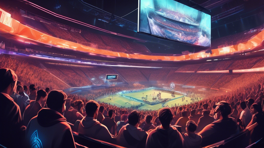 Create a DALL-E prompt for creating an image related to the third outline point from the article The Rise of Esports Teams: A New Era in Competitive Gaming.

Prompt: An illustration showing the multifaceted impact of esports teams on the gaming landscape and beyond. The image depicts a stadium filled with enthusiastic fans watching an intense esports tournament. In the background, a graph highlights the economic influence and revenue growth of esports, while a diverse group of esports athletes are celebrated like traditional sports heroes, symbolizing the cultural shift. Futuristic elements hint at upcoming innovations and trends in the industry, suggesting a dynamic and evolving future for esports teams.
