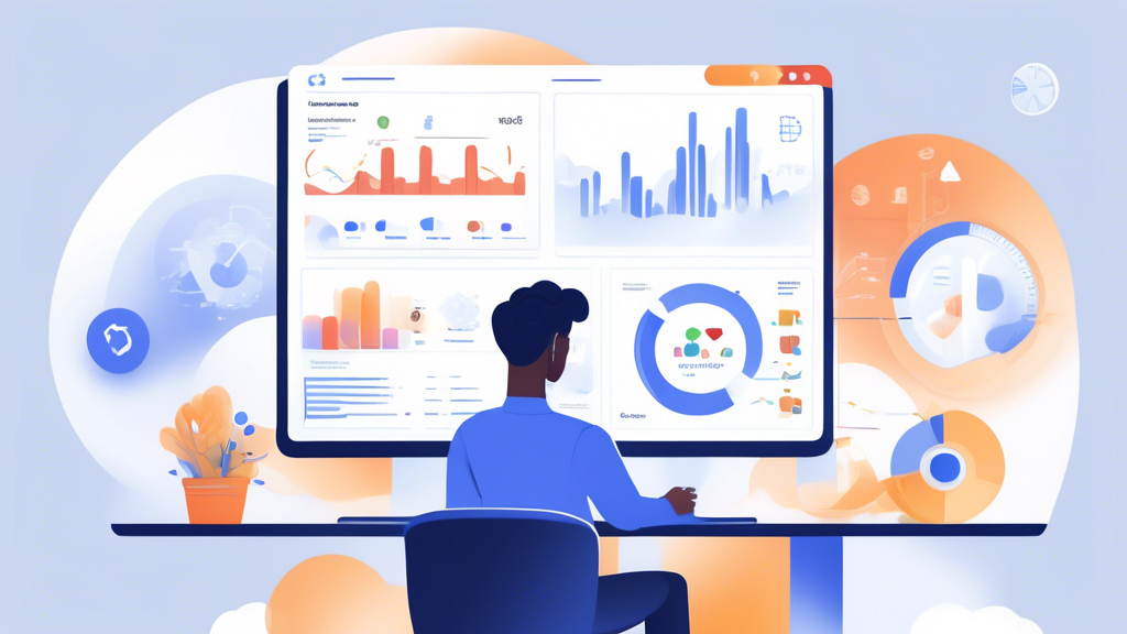 An image of a business professional analyzing various cost-saving graphs and charts on a computer screen with Google Cloud Hosting UI elements. The background shows a blend of cloud infrastructure icons and flexible preismodelle graphics, highlighting the cost-efficiency and adaptability of resource usage. Include a badge or icon that signifies economic benefits and resource optimization, reinforcing the theme of cost-efficiency and flexibility in business scaling.