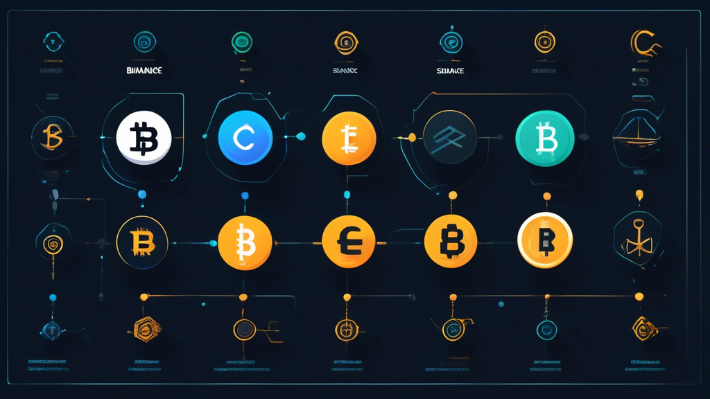 Create an image featuring a sleek, modern interface showcasing four top cryptocurrency exchanges: Coinbase, Binance, Kraken, and Gemini. Include their logos prominently, with each exchange displaying key features through succinct bullet points or icons. The backdrop should include elements representing security (like padlocks), low fees (downward arrows with dollar signs), regulatory compliance (scales or checkmarks), and user-friendly design (smiley faces or thumbs up). Use a cool color palette with blue and green accents to emphasize trust and innovation.