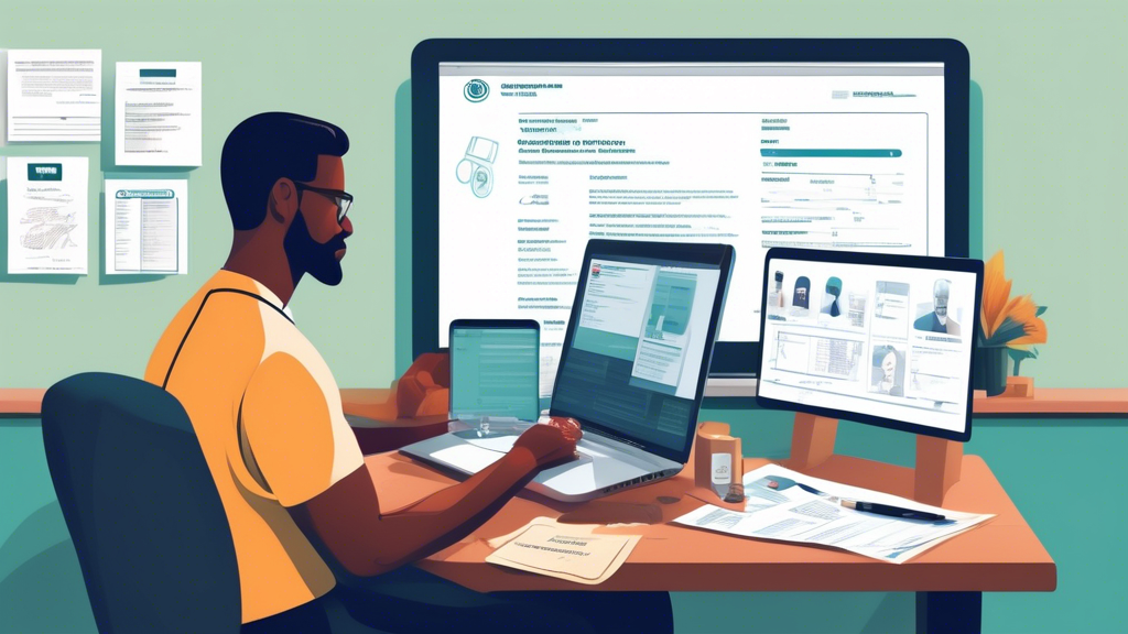 Create a detailed digital illustration that shows a commercial driver preparing for a visit to a DOT certified medical examiner. The scene should include the driver organizing essential documents like medical history and a list of current medications on a table. Nearby, an open laptop shows the National Registry of Certified Medical Examiners website. The driver should exhibit a sense of calm and readiness, possibly checking their watch or the clock on the wall to indicate their appointment time. The background should subtly hint at a home setting with items like a calendar marked with the appointment date, and gentle morning light streaming through a window, adding a positive and prepared atmosphere.