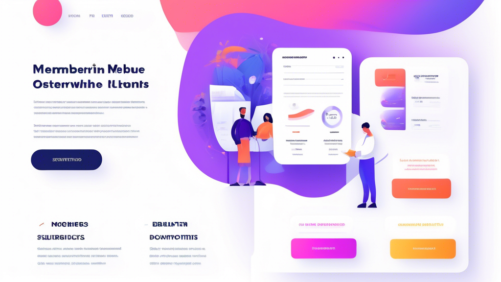 Create an image of a modern website interface showcasing a well-designed membership and subscription portal. The website features a vibrant but professional design with clearly defined sections highlighting the benefits of becoming a member, options for different subscription tiers, and an attractive array of digital products available for purchase. In the background, subtle graphs and charts illustrate revenue growth, emphasizing the success of these monetization strategies. Key elements: membership model, user engagement, digital products, and subscription plans.