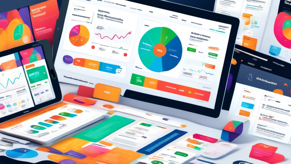 A website dashboard featuring various ad placements, with a focus on optimal ad positioning for enhancing user experience. The image highlights responsive and mobile-friendly ad designs, analytics tools tracking ad performance, and statistical data indicating areas for ad optimization. Incorporate elements showing how strategic ad placement blends seamlessly with website content without disrupting the user experience.