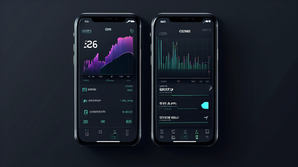 Create an image of a modern smartphone screen displaying the Gemini Trading app interface. The screen should showcase advanced trading tools, security options, and various transaction types. Include elements like candlestick charts, secure login features, and different buttons for Buy, Sell, and Transfer to highlight the app