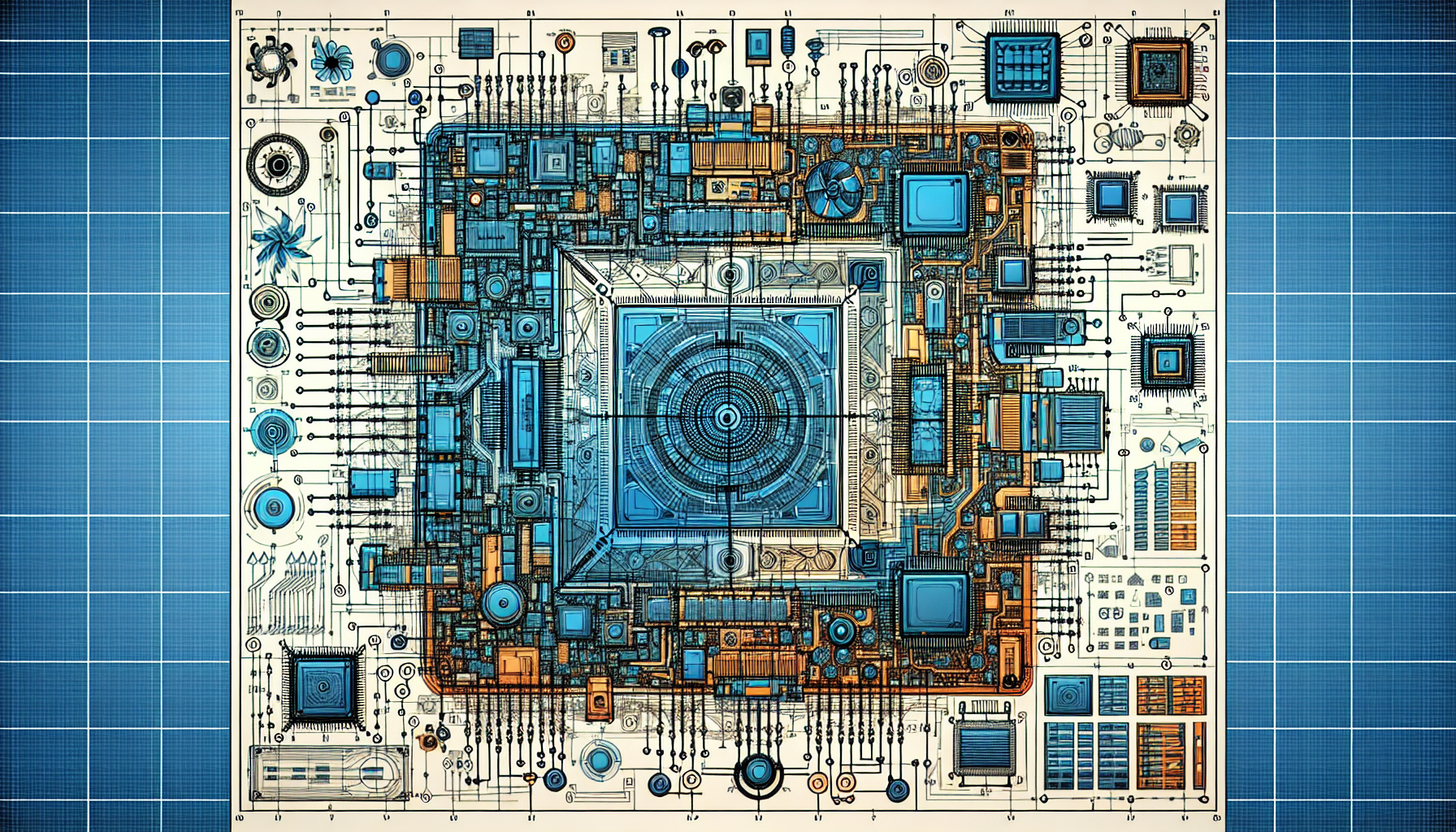 Create an image that features a detailed technical schematic with labeled parts showcasing the core components and functionality of PA4. The image should include a breakdown of essential elements like processors, controllers, and interfaces, with callout boxes explaining each part. Add a comparative overlay contrasting PA4 with an earlier version or similar technology to highlight advancements. Use a high-tech, futuristic design aesthetic to emphasize the innovation behind PA4.