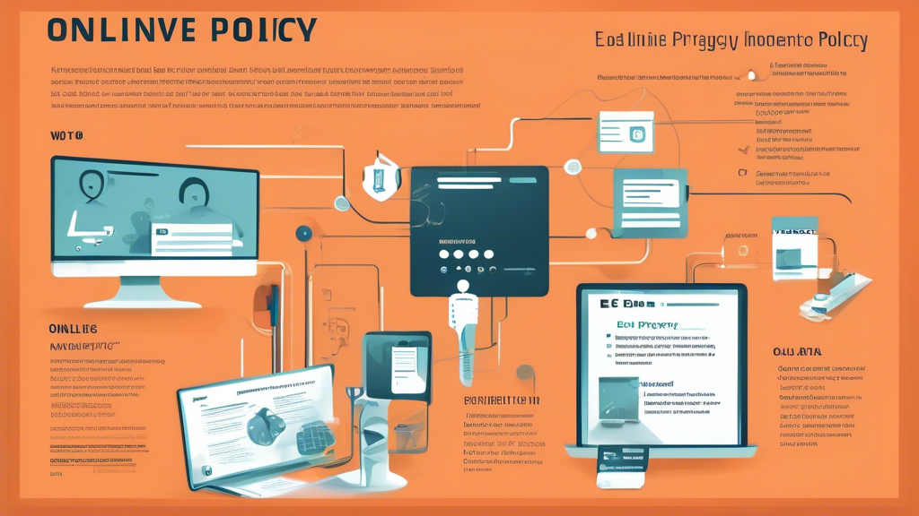 **DALL-E Prompt:**

A detailed infographic depicting the key elements of an online privacy policy. The graphic should include illustrations representing the collection and use of personal information (e.g., data being gathered and processed), user rights and control over personal data (e.g., a user accessing and modifying their data through a secure portal), and security measures and data protection practices (e.g., shields, locks, and advanced security technology). The infographic should be visually appealing, with clear, concise text and simple iconography to enhance understanding. The overall aesthetic should be professional and trustworthy, aligning with the theme of data privacy and security.