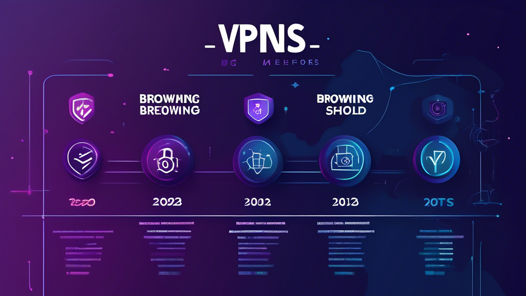 Create an image of a modern, sleek interface displaying a comparison chart of top free VPNs for secure browsing in 2023. Above the chart, a title reads Melhores VPNs Grátis para 2023 in bold lettering. The background shows abstract digital security icons (like locks and shields) to emphasize online security. Each listed VPN should have icons or logos, with simplistic graphs or bullet points highlighting their strengths and weaknesses. Include a friendly robot pointing at the chart to give a tech-savvy and approachable feel.