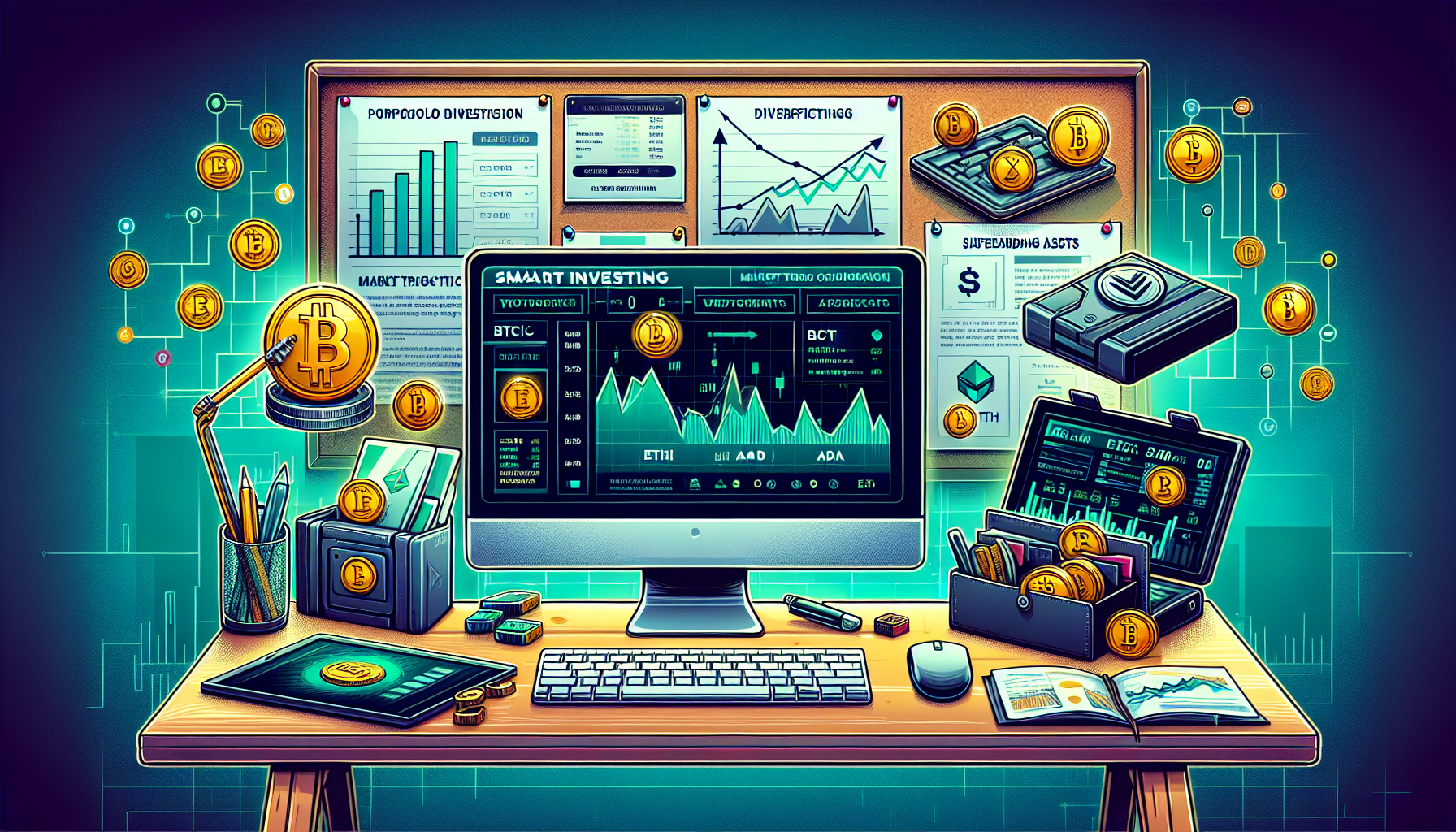 Prompt: A visually engaging illustration portraying a cryptocurrency investor