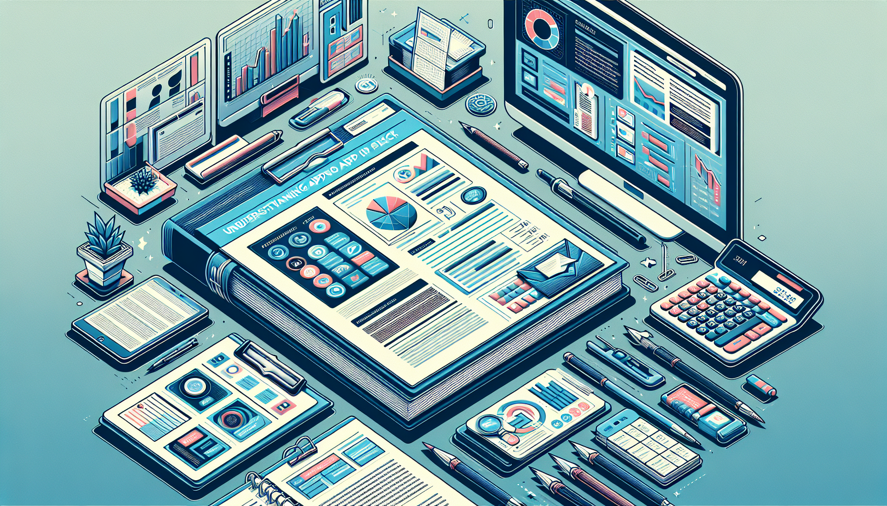 Create an image that depicts a detailed and professional guidebook cover for How to Qualify and Apply for Portfolio Margin at IBKR. The cover should include notable elements like paperwork, a checklist, and a computer screen displaying the Interactive Brokers (IBKR) website. The background should feature a financial office setting, with charts and graphs subtly visible. The overall design should be clean and informative, emphasizing the step-by-step nature of the application process and the documentation required. Keywords: application process, eligibility requirements, financial office, documentation, Interactive Brokers, portfolio margin.