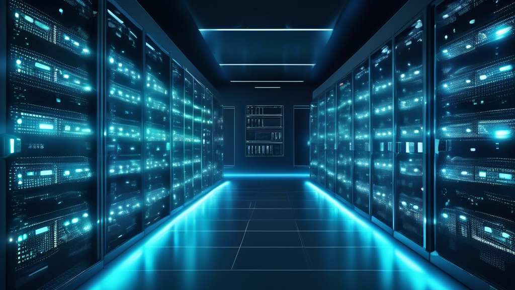 Create an image of a modern, high-tech server room with glowing LED lights, showcasing secure data storage systems. Various security icons (like padlocks, shields, and checkmarks) should be subtly integrated into the environment to represent robust IT security and compliance. Include a holographic interface displaying compliance metrics and security statuses to emphasize advanced monitoring and adherence to regulations. A HPE GreenLake logo should be visible on some of the equipment to signify the brand