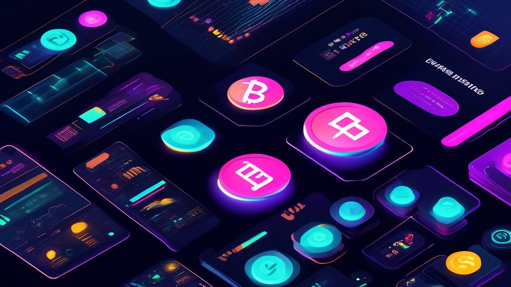 A futuristic digital trading platform showcasing multiple cryptocurrency trading pairs, advanced trading tools, and features like staking, futures, and margin trading against a sleek interface. Hint at Binance branding subtly to convey the essence of the platform without explicit logos.