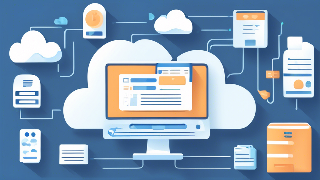 Create an image that depicts best practices for managing and using online storage. Show a digital workspace with a computer screen displaying cloud storage management tools, folders, and backup options. Include visual elements like a progress bar for uploading files, a shield icon representing security measures, and a schedule planner indicating regular backup times. Highlight the organized and efficient approach to handling data, with neat file structures and labels reflecting optimal space utilization and data protection.
