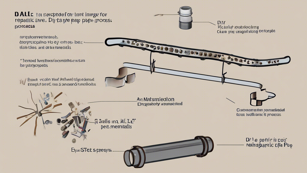 DALL-E prompt for an image related to outline point #3:

An exploded view diagram showing step-by-step DIY pipe liner repair process, including a cross-section of a damaged pipe, tools, repair materials, and a repaired pipe section, with clear labels for each step.