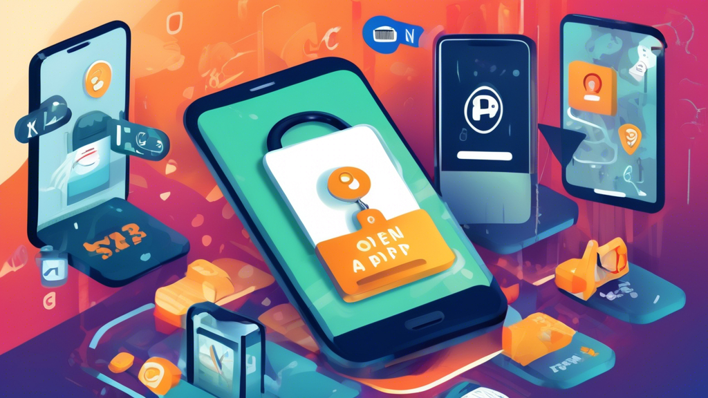 Create an image that represents the risks and limitations of free VPNs for Android. The scene should depict a smartphone with a VPN app open, surrounded by warning icons indicating data caps, slow speeds, and security concerns. Overlay the scene with elements like a lock with a question mark, a snail to symbolize slow speeds, and advertisements popping up, stressing the trade-offs of using free VPN services. Include malware icons and data privacy warnings to communicate potential security and privacy threats. The overall atmosphere should be cautionary, indicating that while free can be appealing, it comes with notable risks.