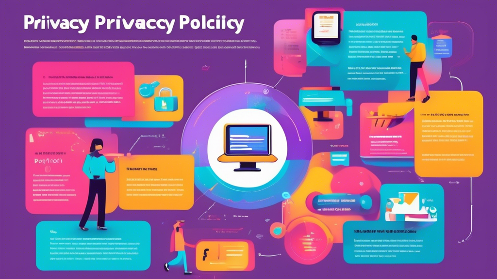 A visually engaging infographic that outlines the key components of a sample privacy policy for an online store. The infographic should include sections with icons and short descriptions for Data Collection, Data Usage, Data Protection, Cookie Policy, and User Rights. The design should be clean, professional, and easy to read, featuring a mix of vibrant colors to highlight each section, and include a small illustration of an e-commerce environment in the background.