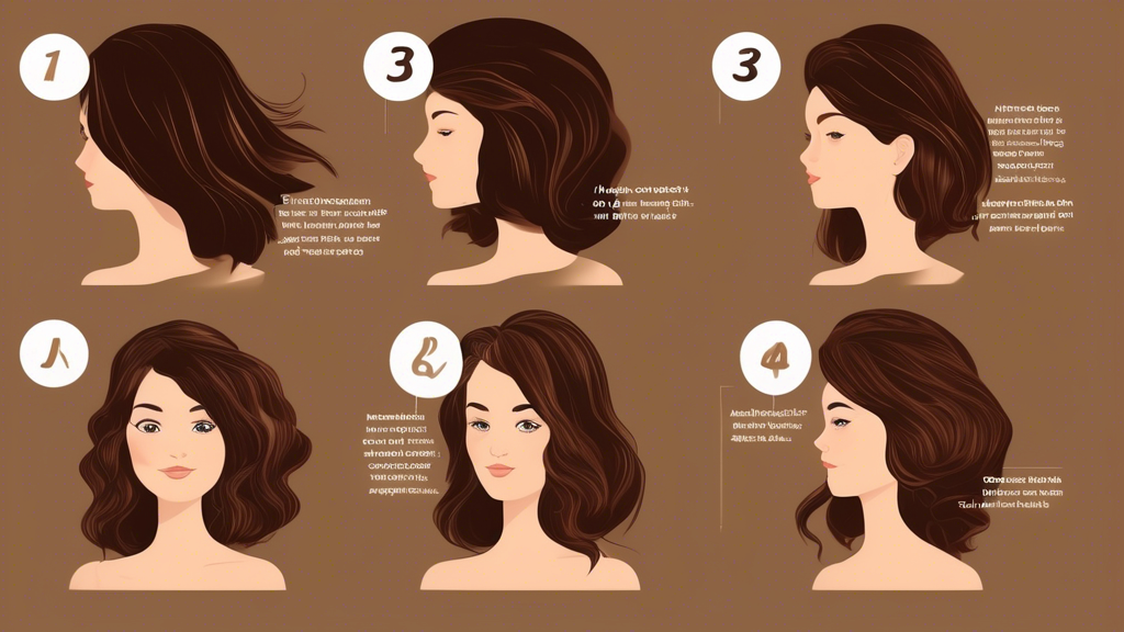 Prompt for DALL-E: Create an image depicting a step-by-step guide for applying foils on dark brown hair at home. Include illustrations showing each stage of the foiling process, from sectioning the hair to applying the foil and product, and finally, the aftercare steps. Use a clean, easy-to-follow infographic style with detailed annotations and vibrant, contrasting colors to highlight important tips and common mistakes to avoid.