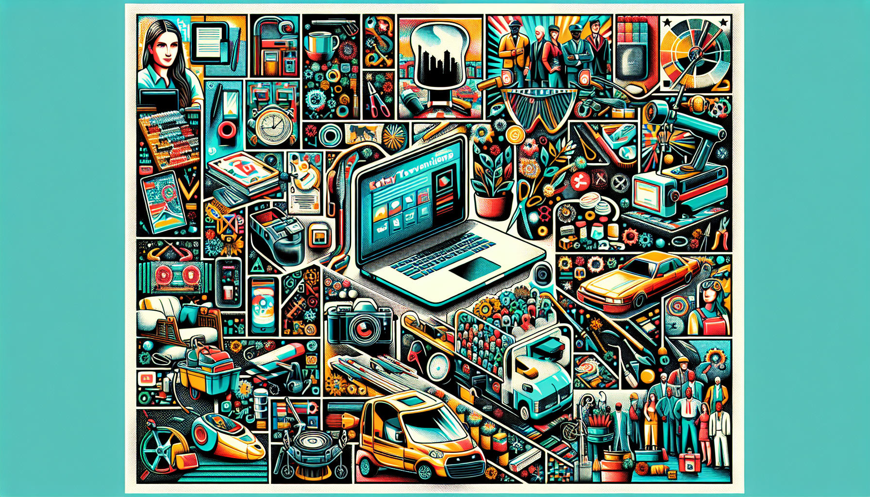 Prompt for DALL-E: 

Create an image featuring a vibrant collage of the top 10 best side jobs for 2023. Include visual elements representing each job, such as a laptop for online freelancing, graphics of various crafts for Etsy selling, a car for ridesharing, and tools for handyman services. Incorporate text labels next to each illustration describing the flexibility, earning potential, skill requirements, and market demand. The overall aesthetic should be dynamic and appealing, highlighting the versatility and opportunities these side jobs offer.