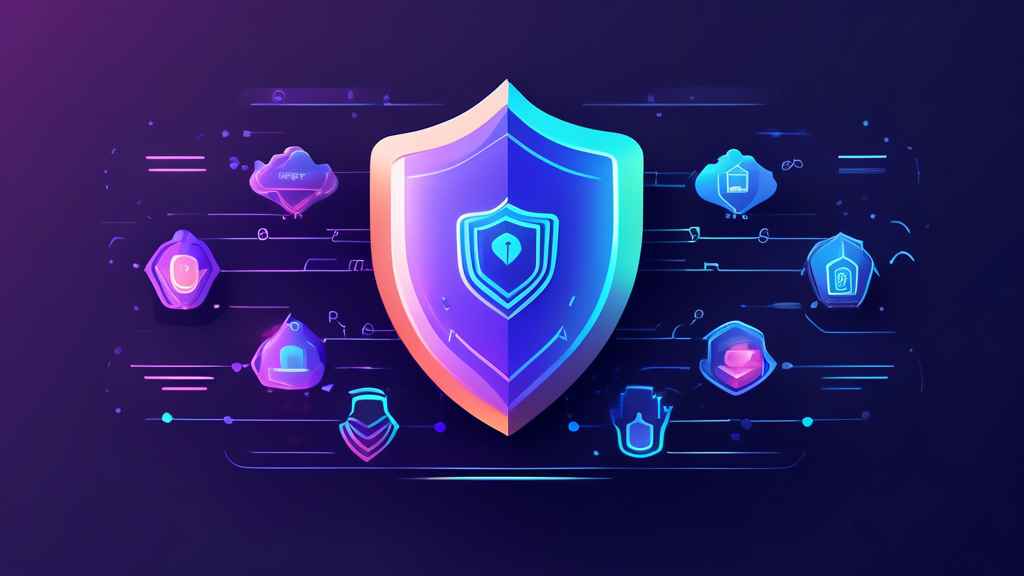 Create an image that visualizes the advanced security features and privacy policies of Atlas VPN. Show high-tech encryption methods and protocols with abstract visual elements, depicting shield icons for protection against data leaks and cyber-attacks. Include a No-Logs Policy symbol to emphasize their stringent privacy measures. Use a modern and sleek design that conveys a sense of security and trustworthiness.