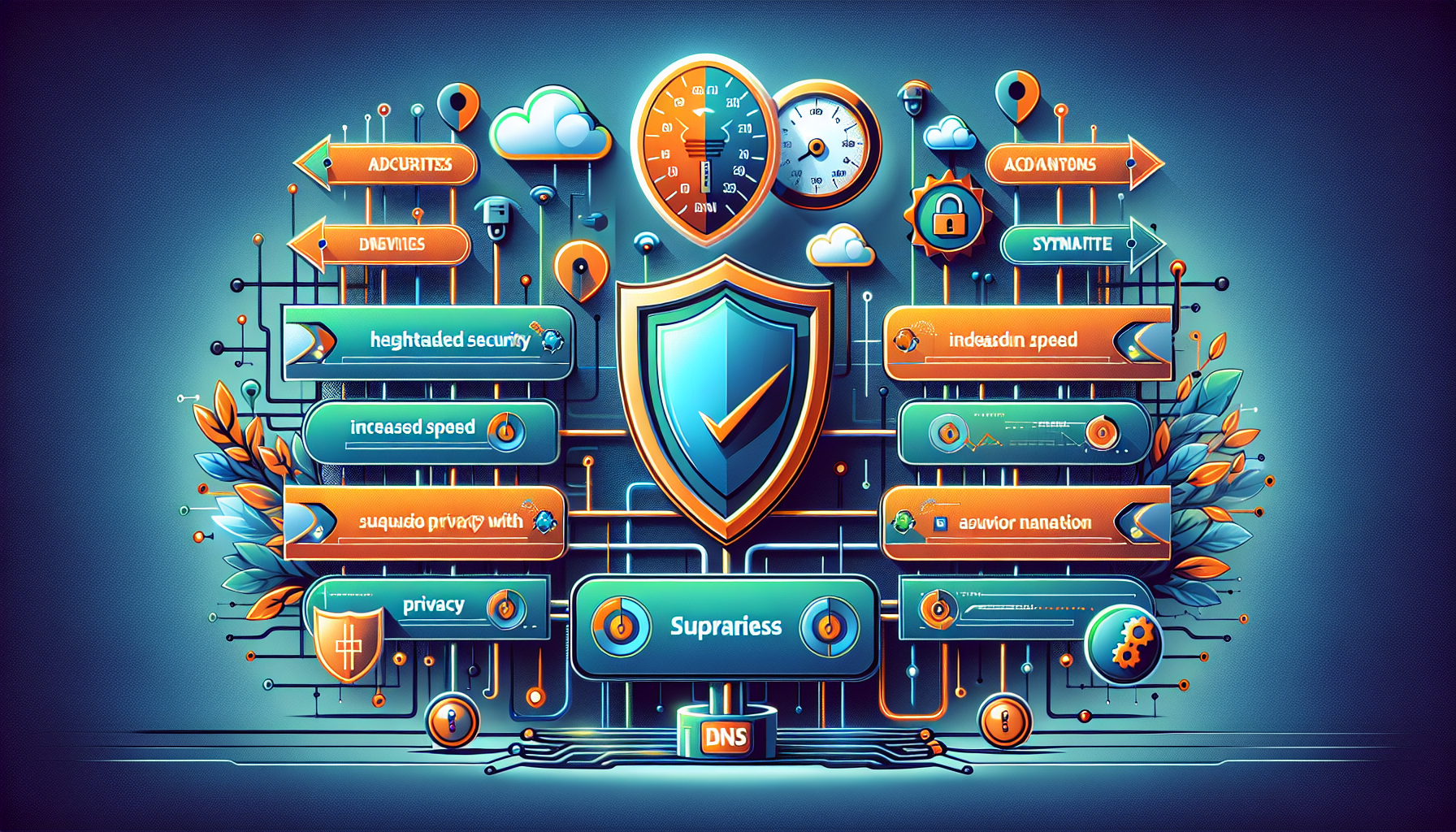 Create an image that showcases the advanced features of IPVanish for Smart DNS services. Illustrate a comparison chart highlighting IPVanish