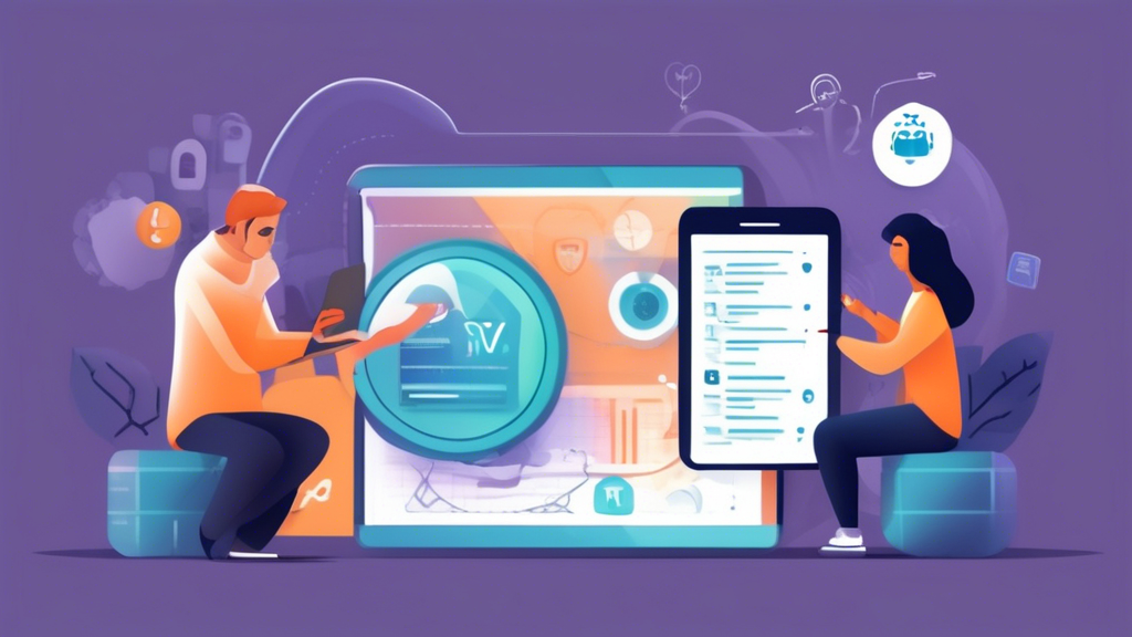 Create an image that illustrates the process of choosing the best VPN for Android in 2023. The image should depict a person analyzing a comparison chart on a tablet, showing features like security, speed, ease of use, and unique functionalities. Include icons representing individual needs, compatibility tests, and a step-by-step installation guide. The setting should be modern and tech-savvy, with a clean and informative visual style.