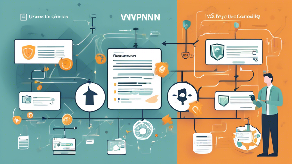 Create an image that portrays a step-by-step guide to choosing the best VPN service. The illustration should include a flowchart or a checklist that highlights key considerations such as security protocols, device compatibility, user reviews, and cost-benefit analysis. The visual should be clear and informative, reflecting a practical approach to help users make informed decisions.